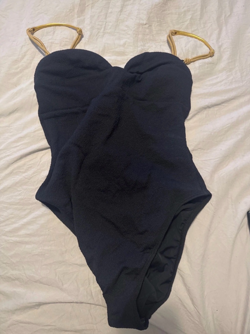 Vix Black One-Piece women’s Swimsuit with Gold Rope Straps